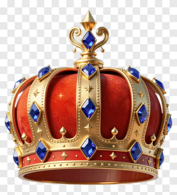 Golden Crown With Blue Diamonds PNG