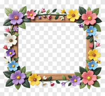 Colorful Flower Frame Design PNG