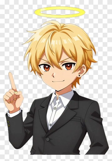 Anime Angel Boy Pointing Up PNG