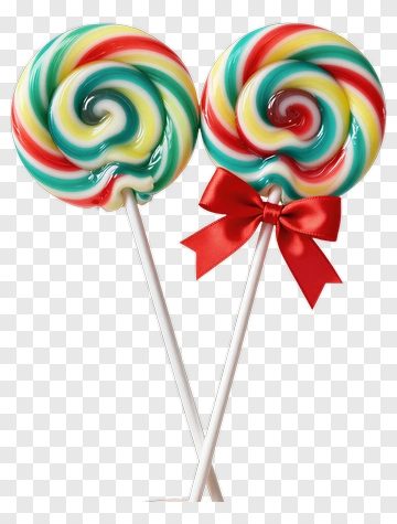 Colorful Lollipops With Red Bow PNG