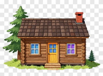 Cozy Log Cabin In Forest PNG