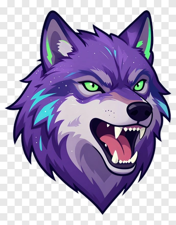 Fierce Purple Wolf With Green Eyes PNG