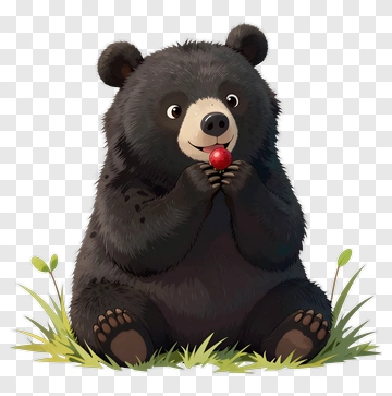 Cute Bear Eating Berry PNG