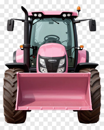 Pink Tractor With Bulldozer Attachment PNG