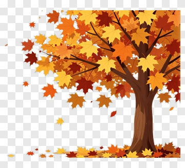 Maple Tree With Falling Leaves PNG