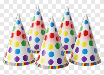 Party Hats With Rainbow Polka Dots PNG