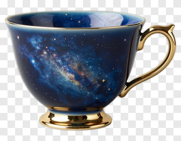 Galaxy Teacup With Gold Trim PNG