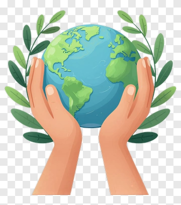 Hands Holding Earth With Wreath PNG