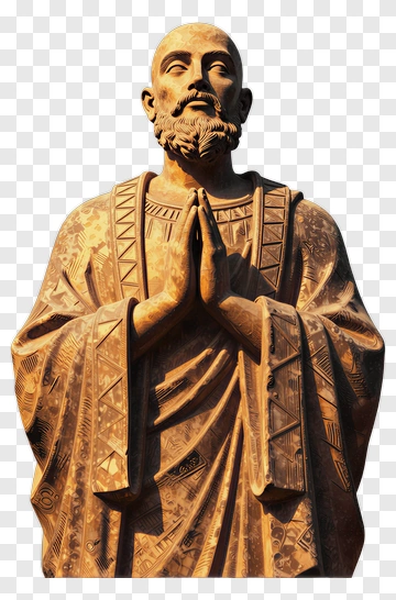 Golden Statue Of A Bearded Man In Prayer PNG