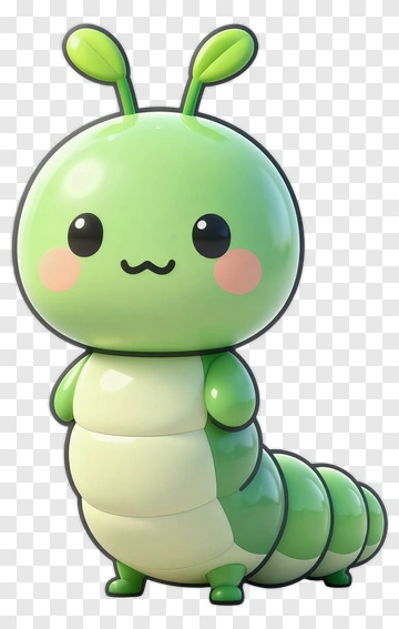Cute Green Caterpillar PNG