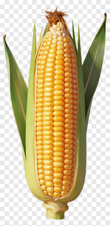 Fresh Yellow Corn With Green Leaves PNG