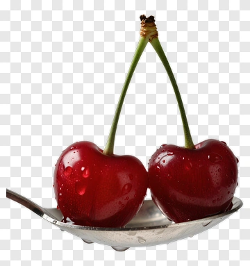 Two Red Cherries On A Spoon PNG