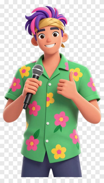 Cartoon Character Holding Microphone PNG