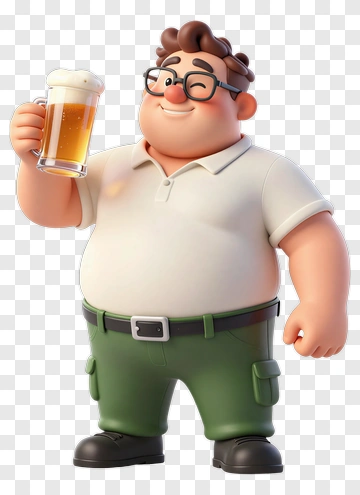 Happy Man Holding Beer PNG