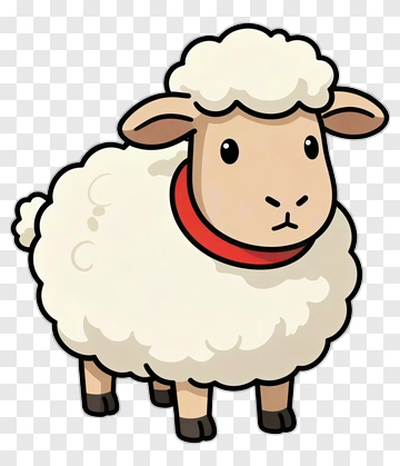 Cute Sheep With Red Collar PNG