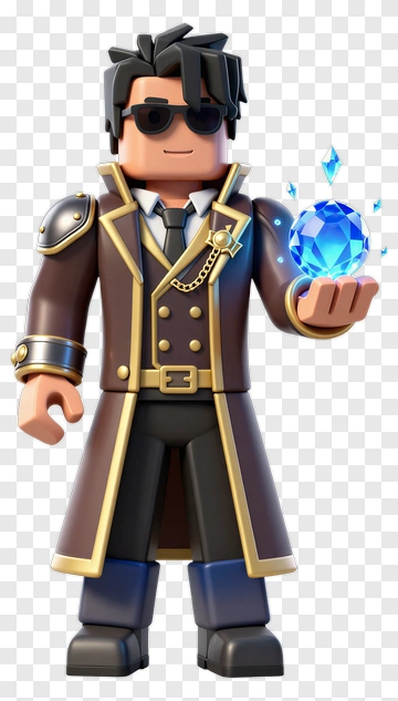 Roblox Character Holding Glowing Blue Gem PNG