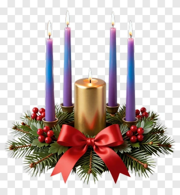 Advent Wreath With Candles And Bow PNG
