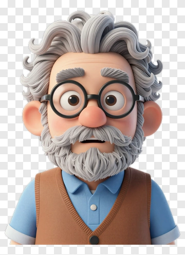 Cartoon Old Man With Glasses And Beard PNG