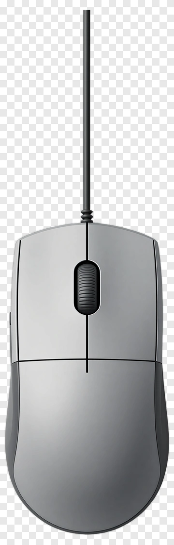 Silver Computer Mouse With Black Wire PNG