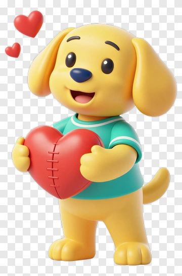 Cute Dog Holding Heart PNG