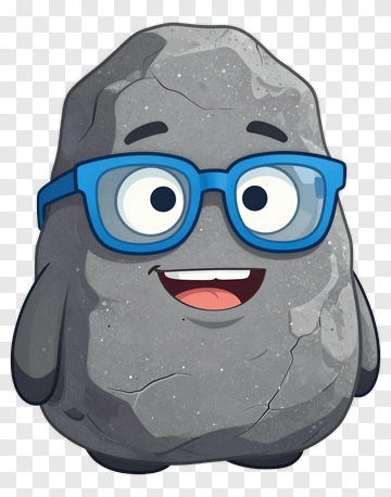 Happy Rock With Blue Glasses PNG