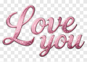 Pink Glitter Love You Text PNG
