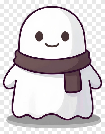 Cute Cartoon Ghost With Scarf PNG