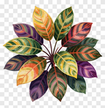 Vibrant Watercolor Leaf Arrangement PNG