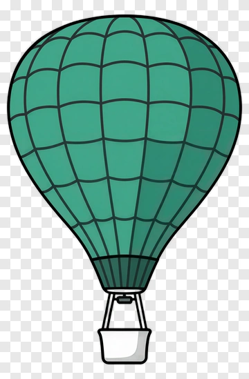Teal Hot Air Balloon With Basket PNG