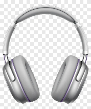 Silver Headphones With Purple Accents PNG