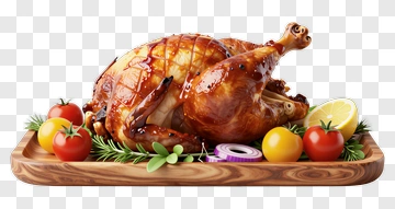 Roasted Chicken With Fresh Garnishes PNG