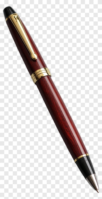 Red Wood Grain Pen With Gold Accents PNG