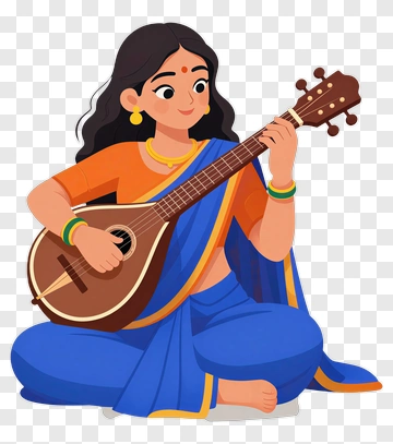 Woman Playing Musical Instrument PNG