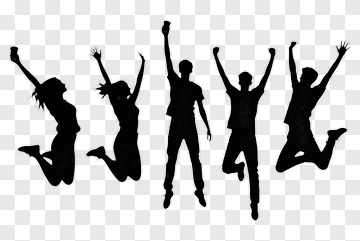 Group Of People Jumping In Silhouette PNG