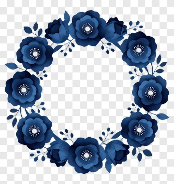 Blue Flower Wreath Design PNG