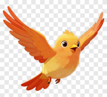 Yellow Cartoon Bird With Orange Wings PNG