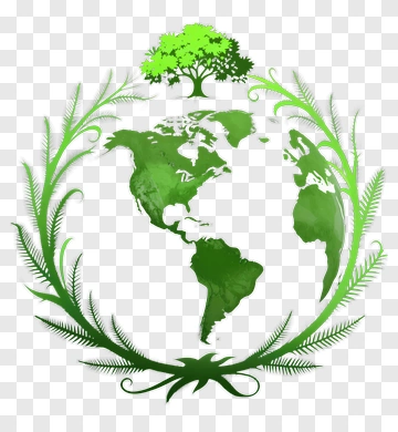 Green Earth Surrounded By Ferns And Tree PNG