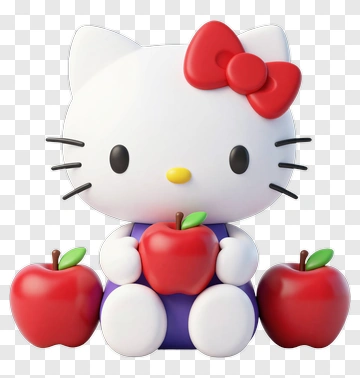 Hello Kitty With Red Apples PNG
