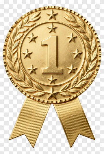 Gold Medal With Number One PNG