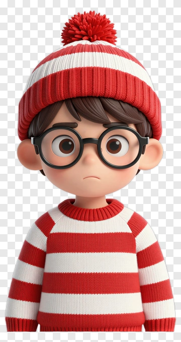 Child In Red And White Striped Outfit PNG