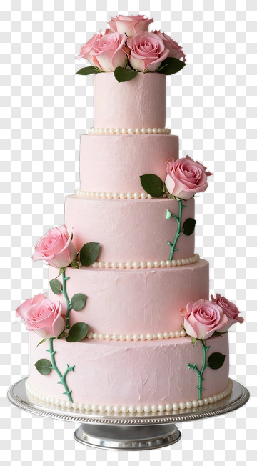 Pink Roses Wedding Cake PNG