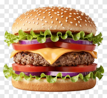Delicious Hamburger With Fresh Ingredients PNG