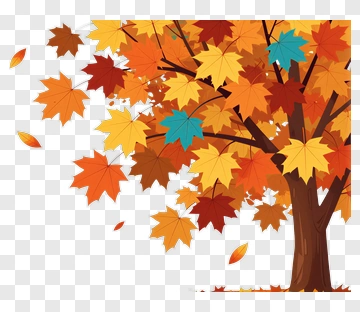 Autumn Tree With Falling Leaves PNG