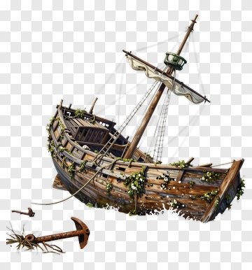 Wrecked Ship On Beach PNG