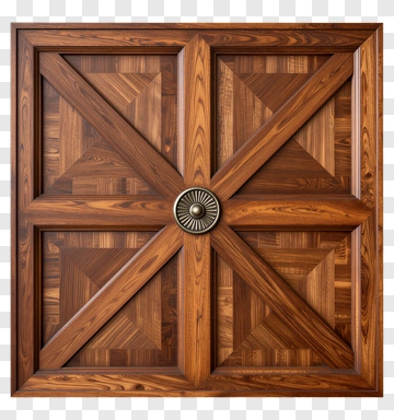 Wooden Door With Cross Pattern PNG