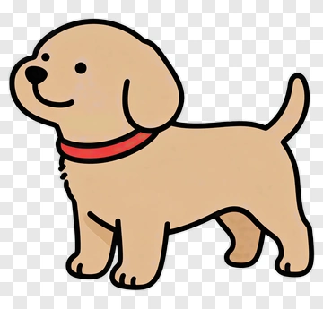 Cute Cartoon Puppy With Red Collar PNG