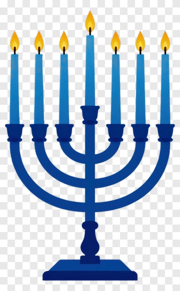 Blue Menorah With Lit Candles PNG