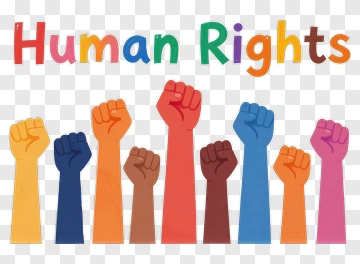 Human Rights With Colorful Raised Fists PNG
