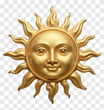 Golden Sun Face Wall Decoration PNG