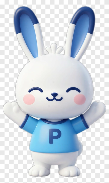 Cute Cartoon Rabbit Wearing Blue Shirt PNG